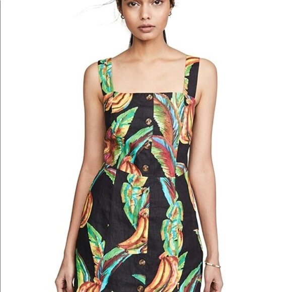 Farm Rio Dress NWT Preta Banana Linen Mini Dress New Size Extra small - Picture 2 of 10